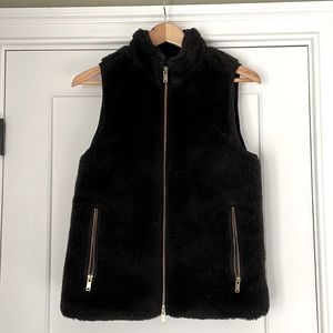 Jcrew Black Teddy Vest with Gold zipper accent